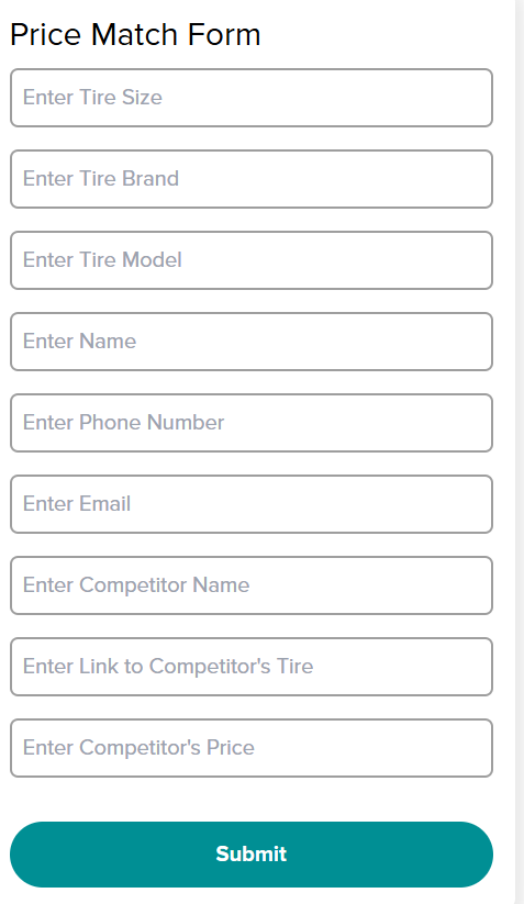 Price Match Form
